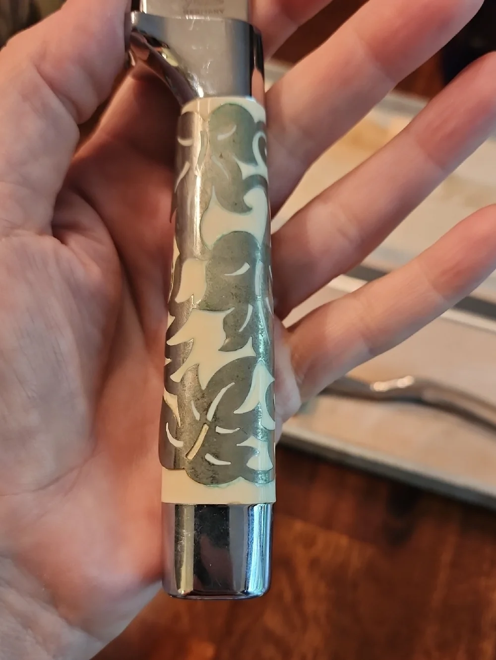 Griffon Stainless Steel Carving Set with Silver Overlay French Ivory Handles